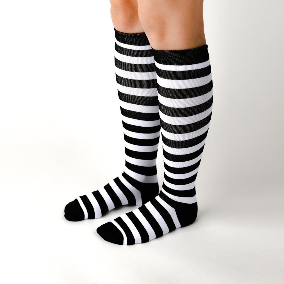 Black & White Striped Compression Socks - TheraWear