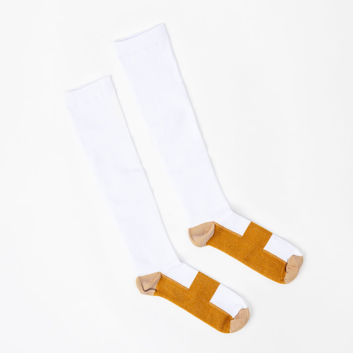 Copper Infused - White & Gold Compression Socks - TheraWear