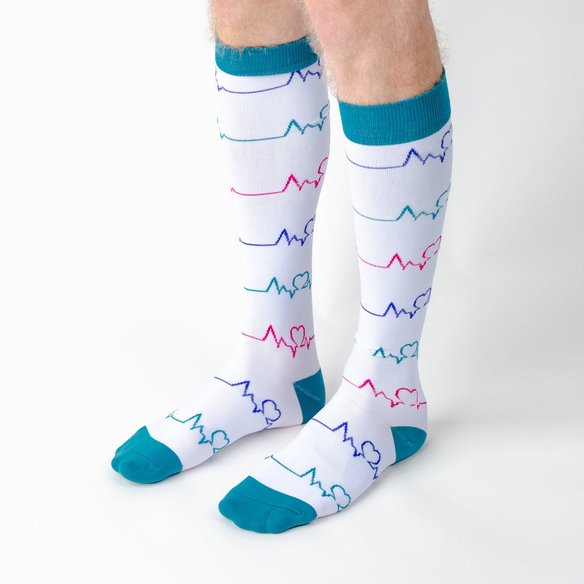White Heart Compression Socks - TheraWear