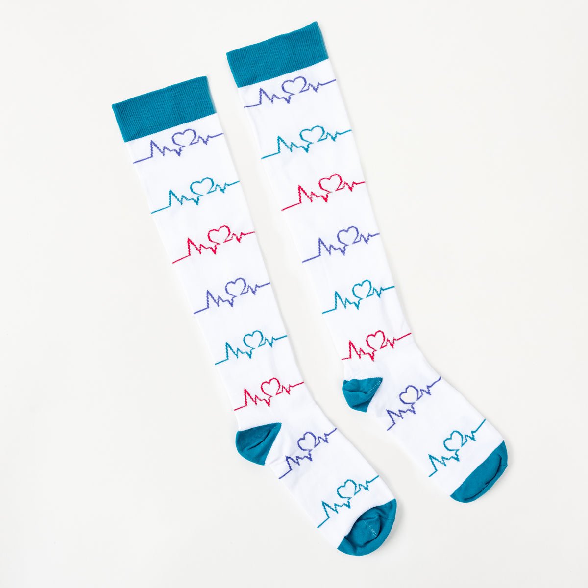 White Heart Compression Socks - TheraWear