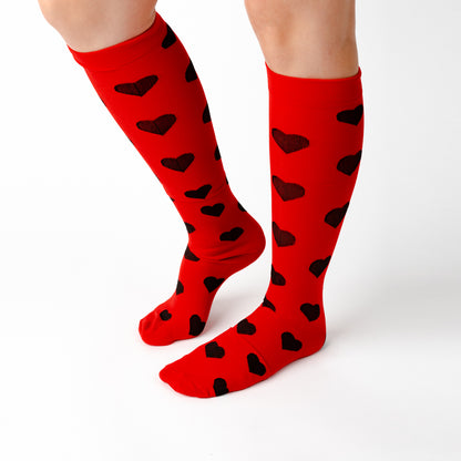 Ruby Red Hearts Compression Socks