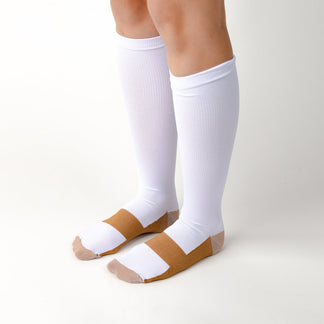Copper-Infused White & Gold Compression Socks | TheraWear